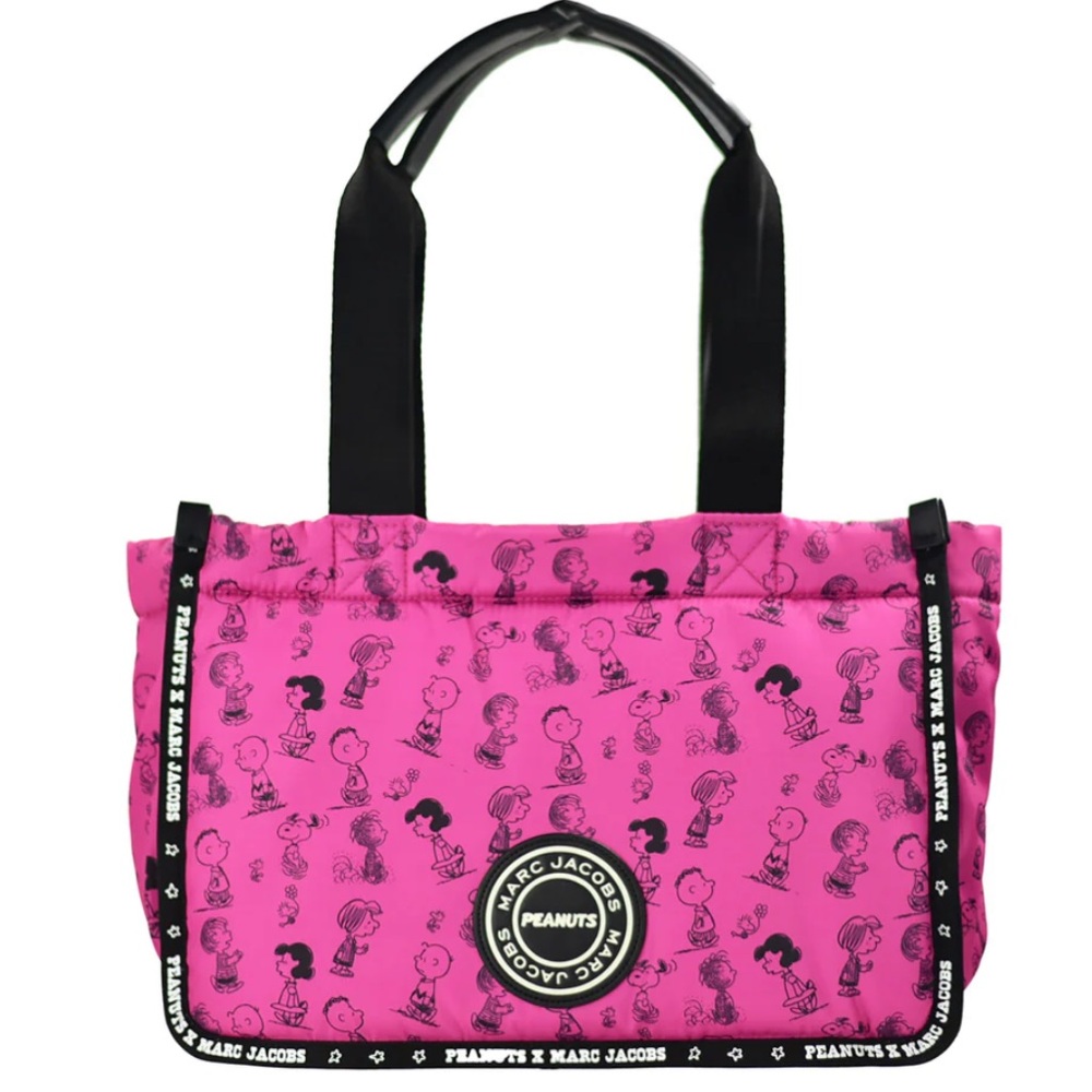 NWT MARC JACOBS X PEANUTS CHARACTER LARGE FUSCIA NYLON TOTE BAG/PURSE